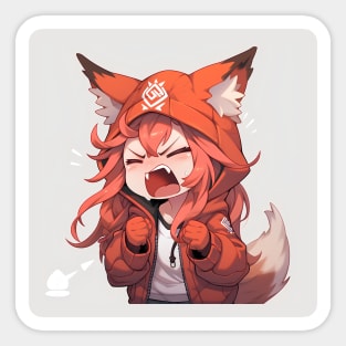 chibi scream angry fox girl Sticker